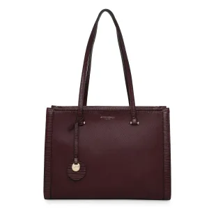 Accessorize London Women's Faux Leather Maroon Rosie Book Tote Bag