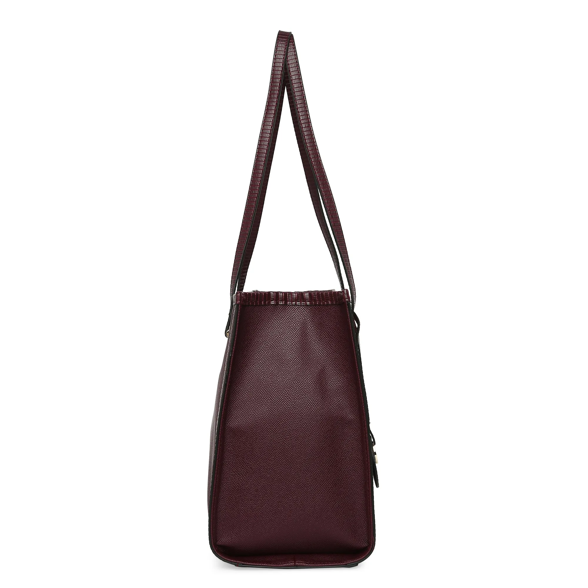 Accessorize London Women's Faux Leather Maroon Rosie Book Tote Bag