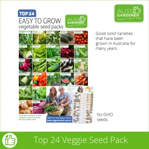 Aussie Gardener Complete set of 24 varieties of veggie seeds - A full year of growing