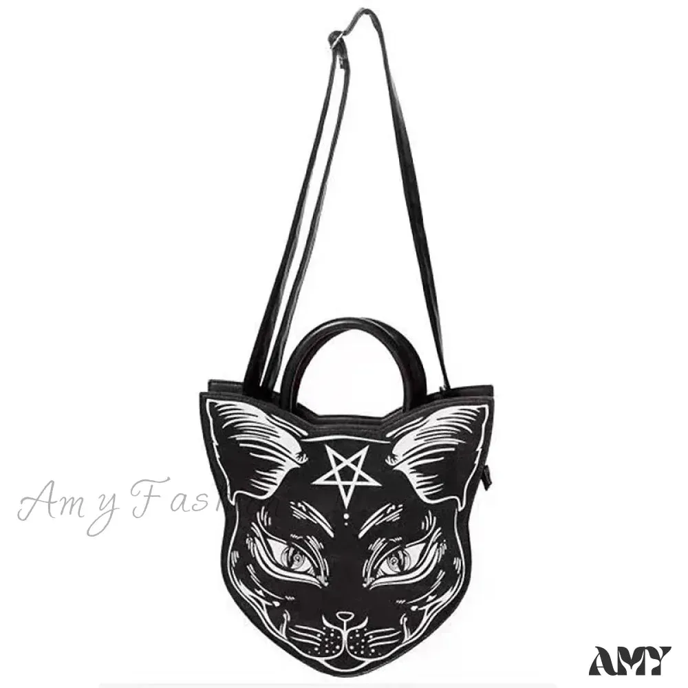 Bag Cat Gothic Handle Pentacle Top Fashion Punk Style