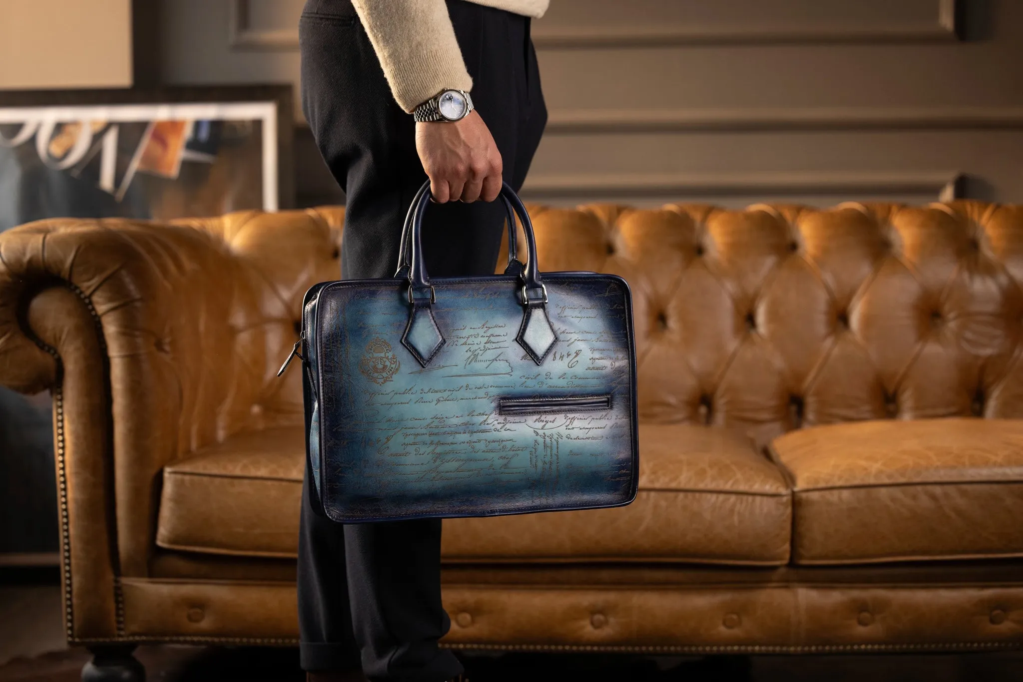 Briefcase - Parchment Patina Sky Blue