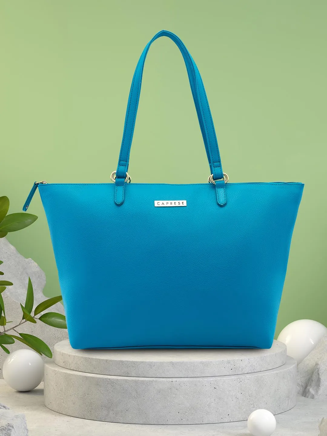 Caprese Ivy Tote Bag, Large-Aqua | Stylish Handbag for Women | Spacious, Versatile Office & Daily Essentials Tote | Top Zip Closure