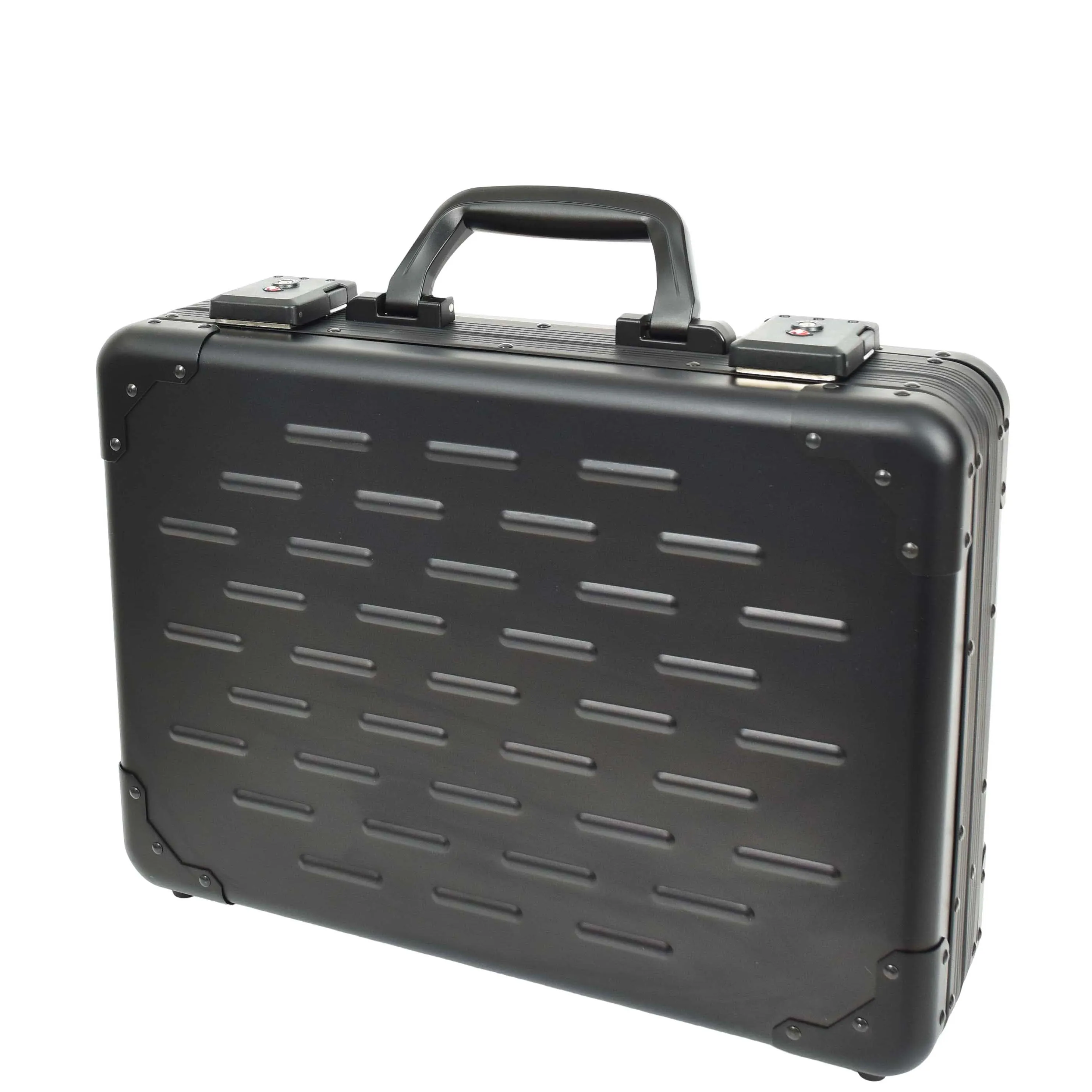 Carbon Black Aluminium Attache Case Twin TSA Combination HOL3496