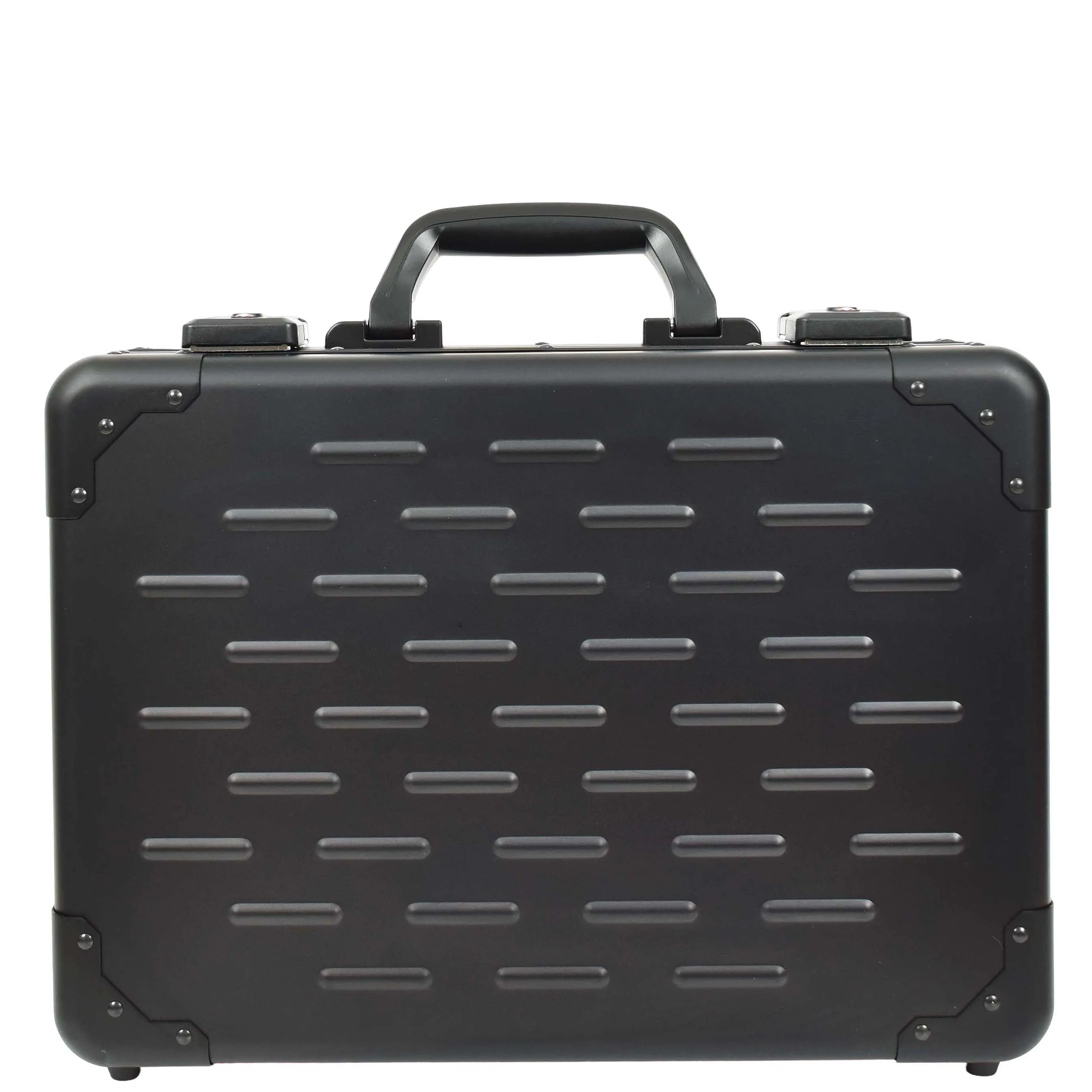 Carbon Black Aluminium Attache Case Twin TSA Combination HOL3496