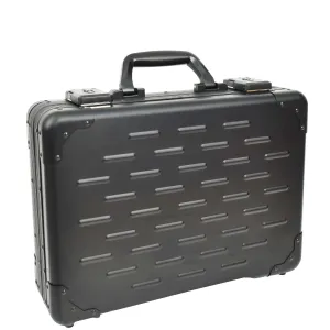 Carbon Black Aluminium Attache Case Twin TSA Combination HOL3496