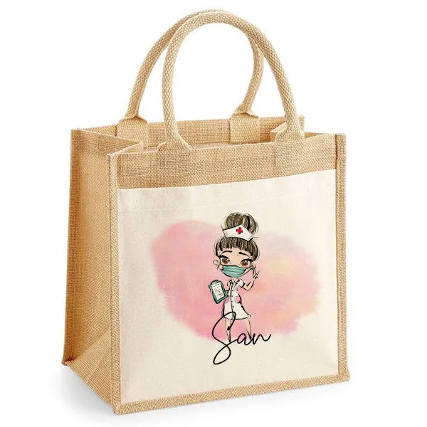 Choose Your Nurse Character Jute Bag