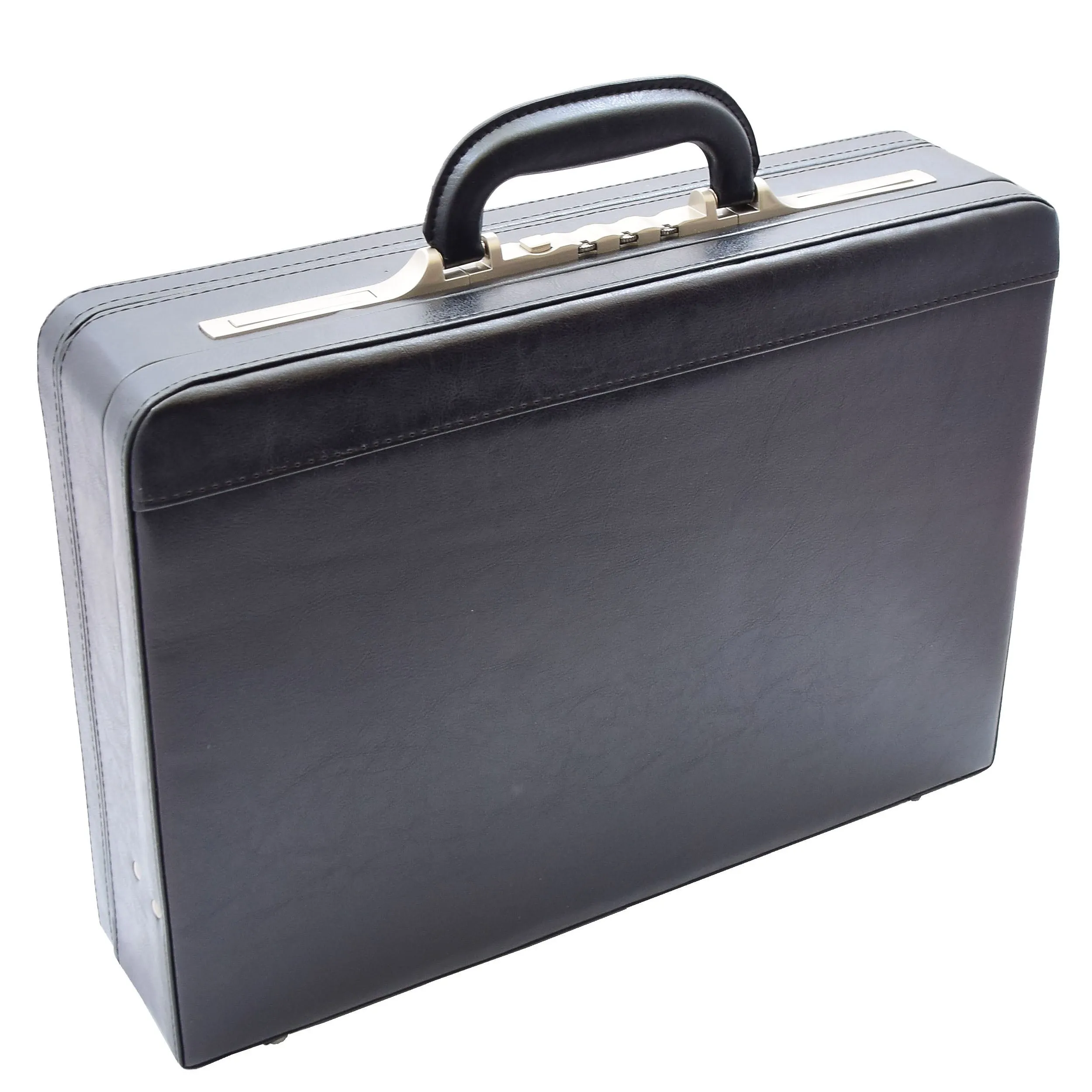 Classic Attaché case Leather Look Briefcase Dual Lock Office Business Bag Campus