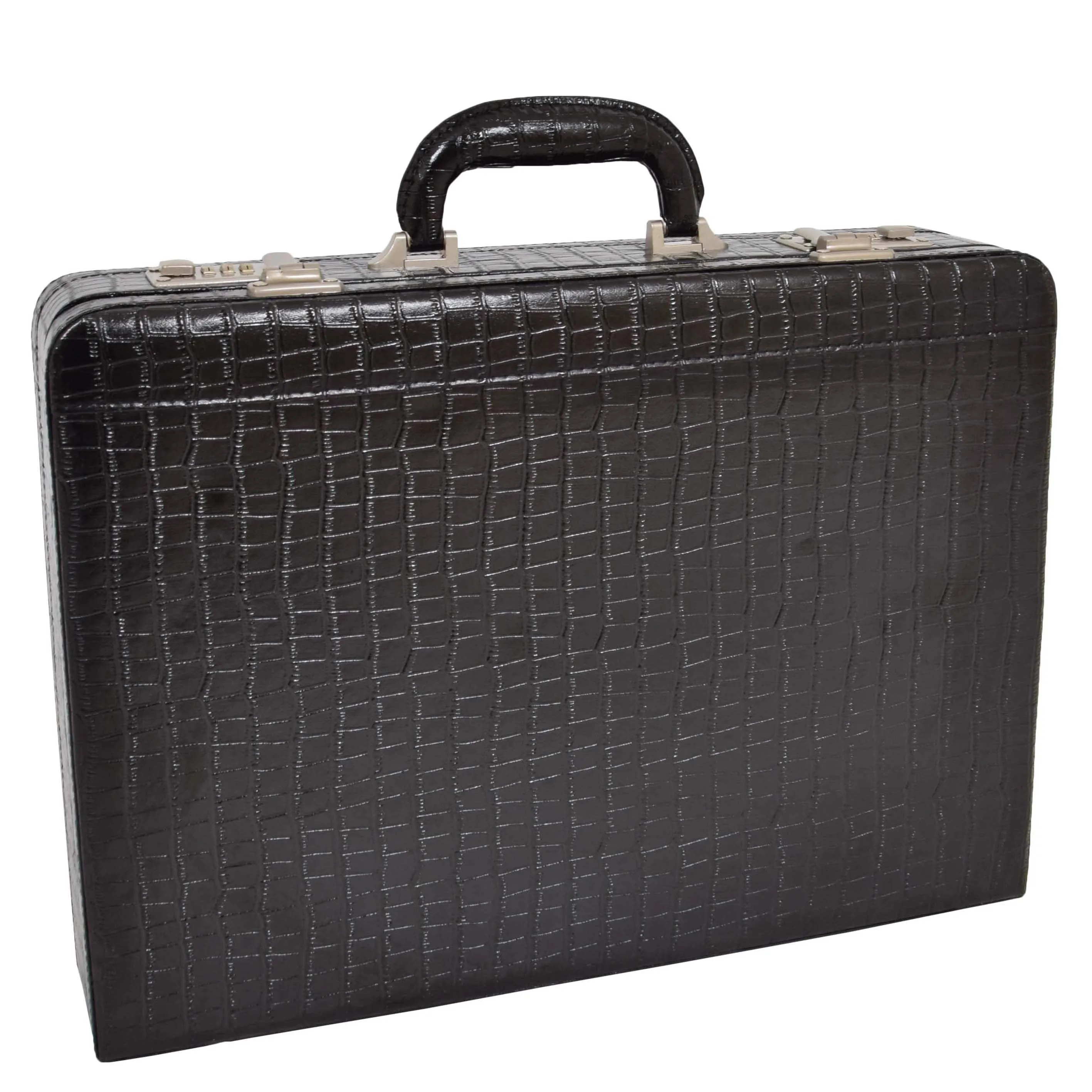 Classic Attaché Croc Print Leather Look Briefcase Dual Lock Business Bag Stead