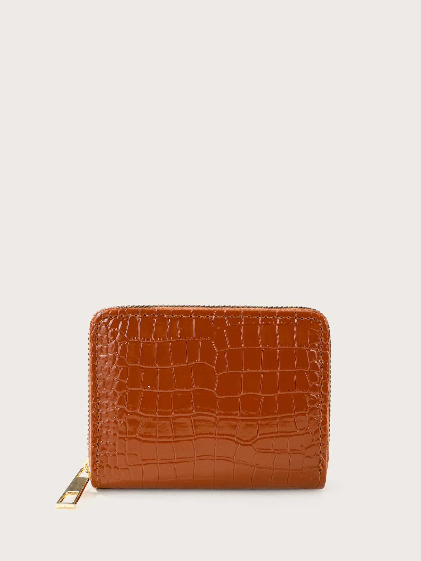 Croc Embossed Zip Around Card Holder