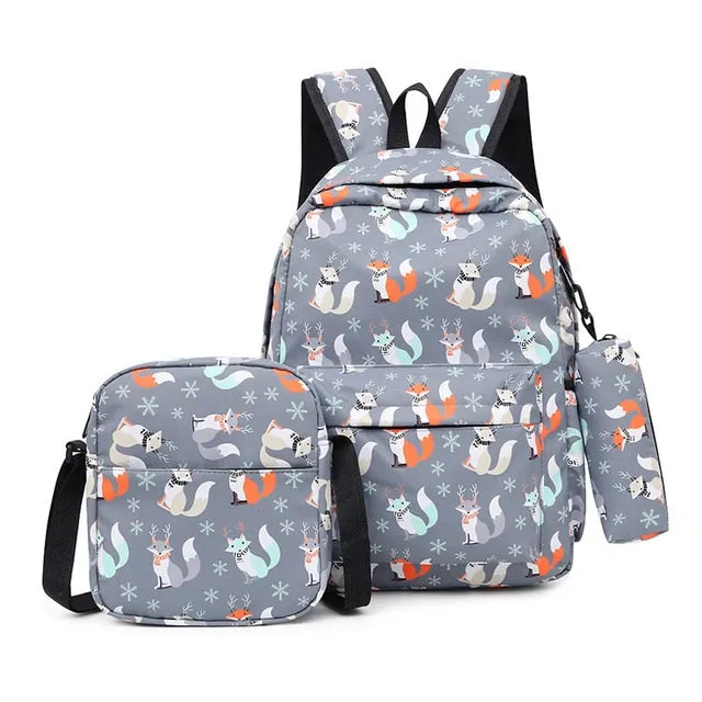 deanwangkt 3pcs/set Printing School Bags Backpacks Schoolbag Fashion Kids Lovely Backpack For Children Girls School bag Student Mochila sac