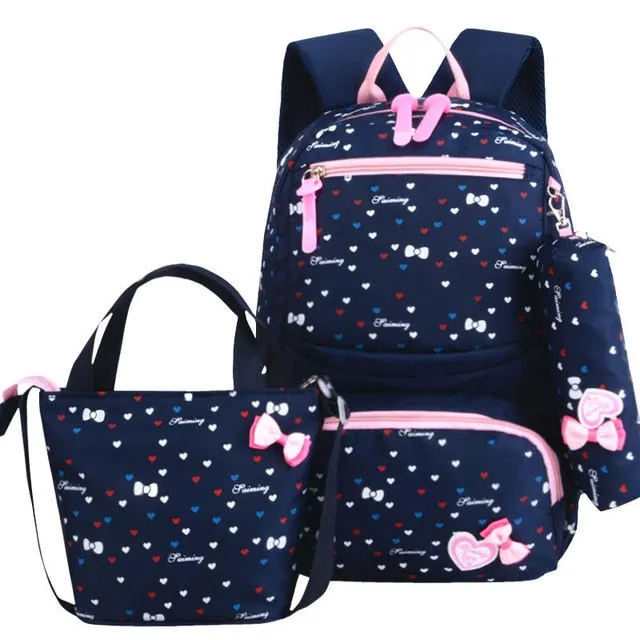 deanwangkt 3pcs/set Printing School Bags Backpacks Schoolbag Fashion Kids Lovely Backpack For Children Girls School bag Student Mochila sac