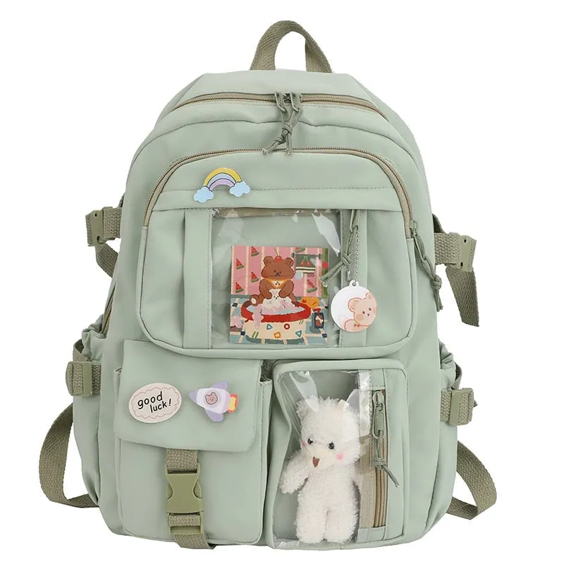 deanwangkt Cute Women Backpacks Waterproof Multi-Pocket Nylon School Backpack for Student Female Girls Kawaii Laptop Book Pack Mochilas