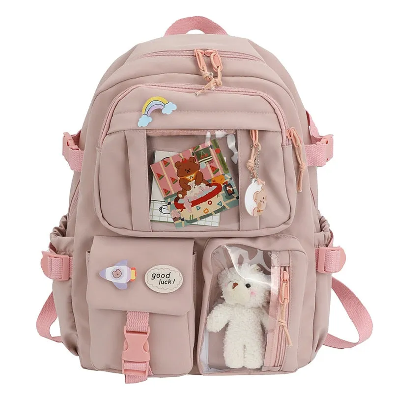 deanwangkt Cute Women Backpacks Waterproof Multi-Pocket Nylon School Backpack for Student Female Girls Kawaii Laptop Book Pack Mochilas