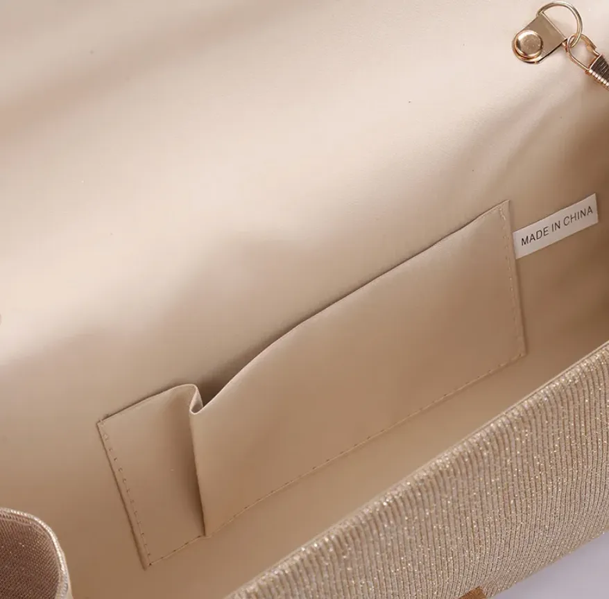 Gold Sparkle Envelope Clutch