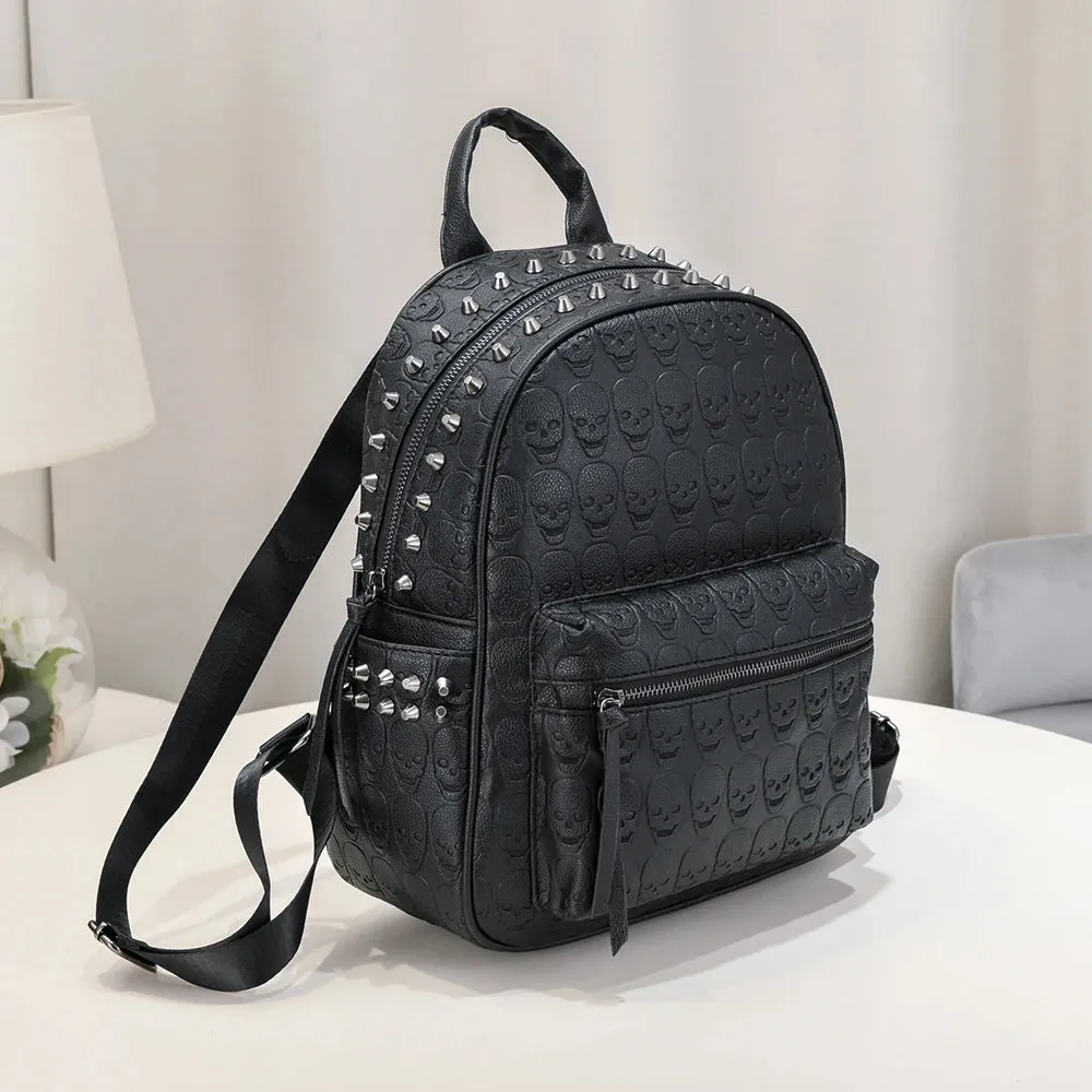 Goth Skull Studded Decor Backpack for Women