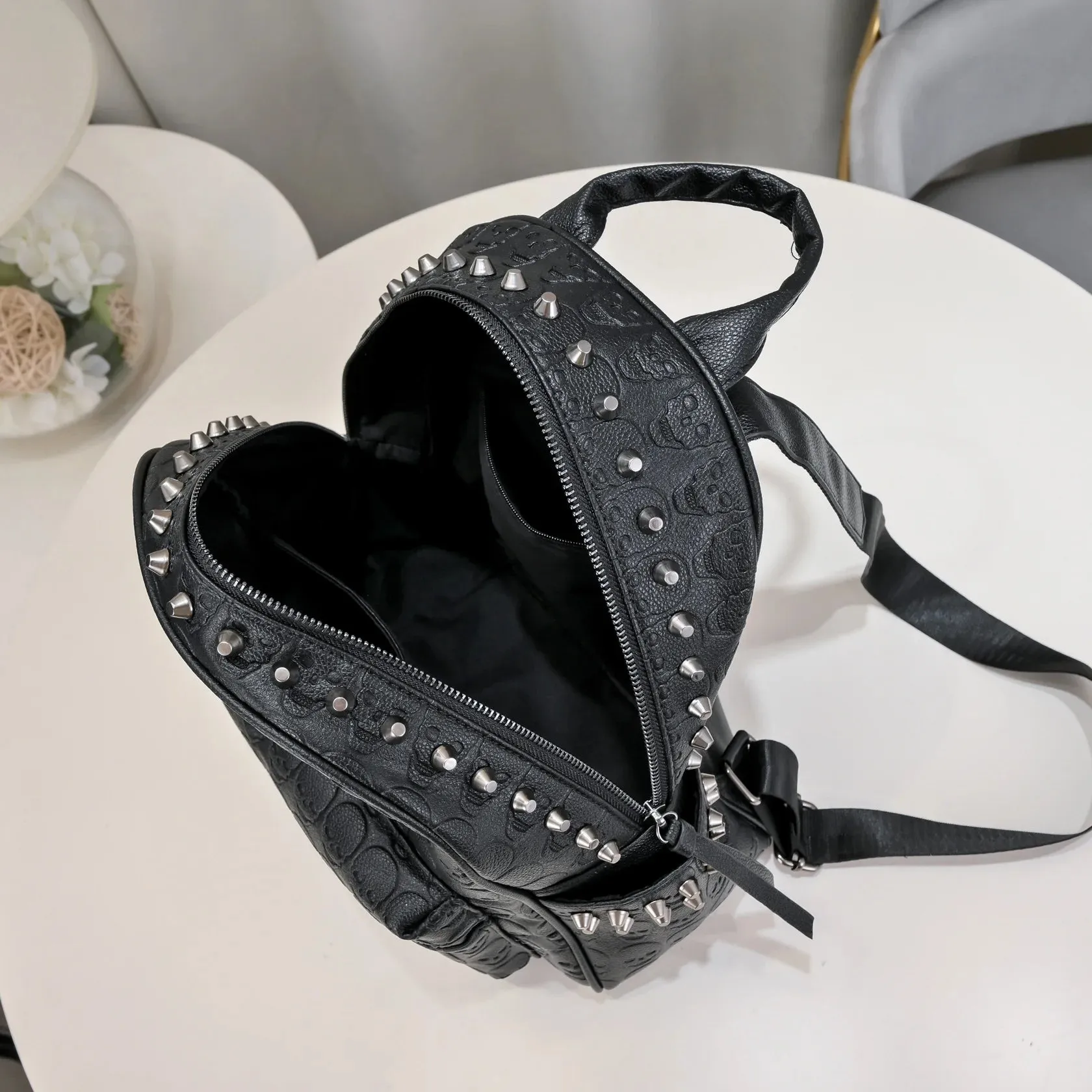 Goth Skull Studded Decor Backpack for Women