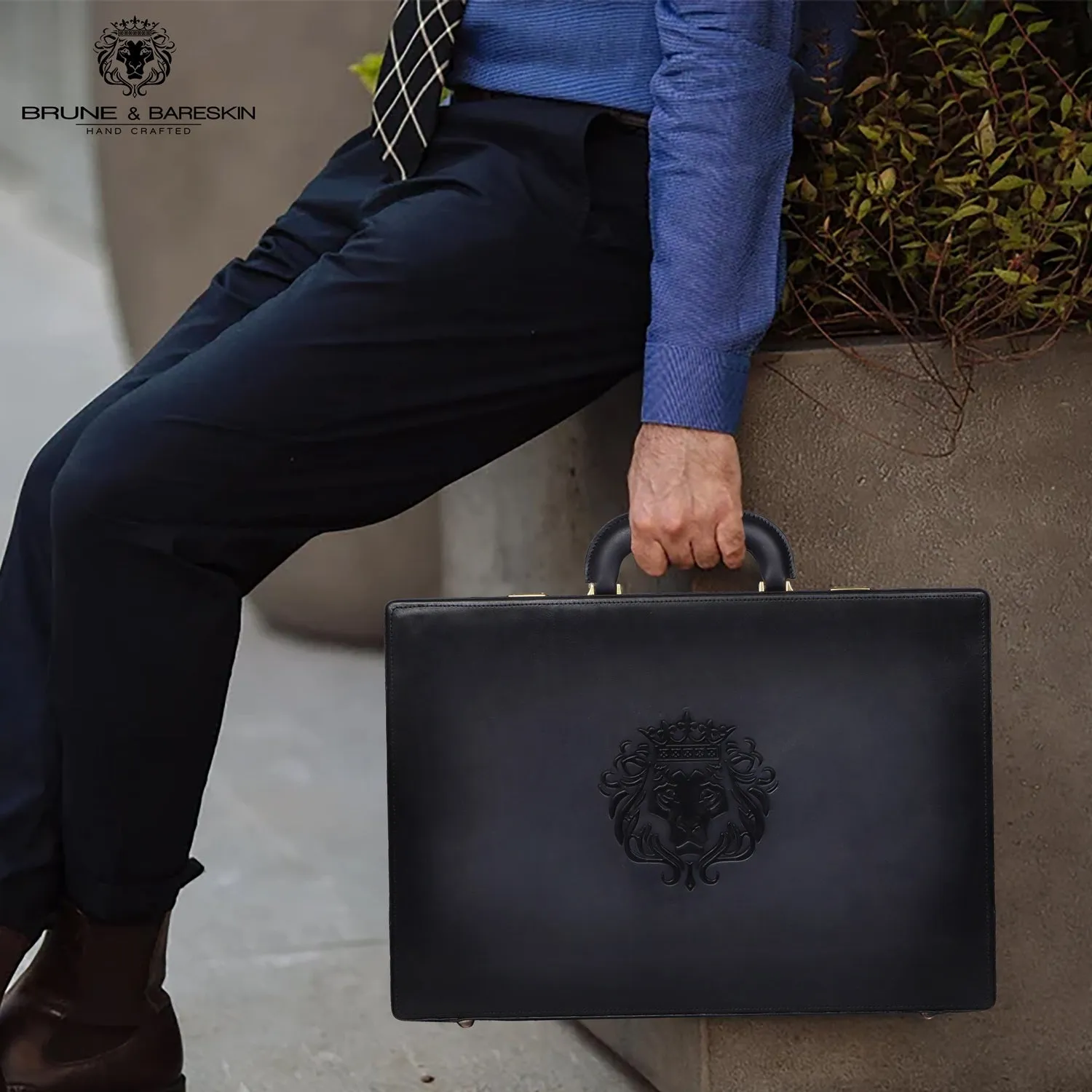 Hand-painted Grey office briefcase in hard case with number lock