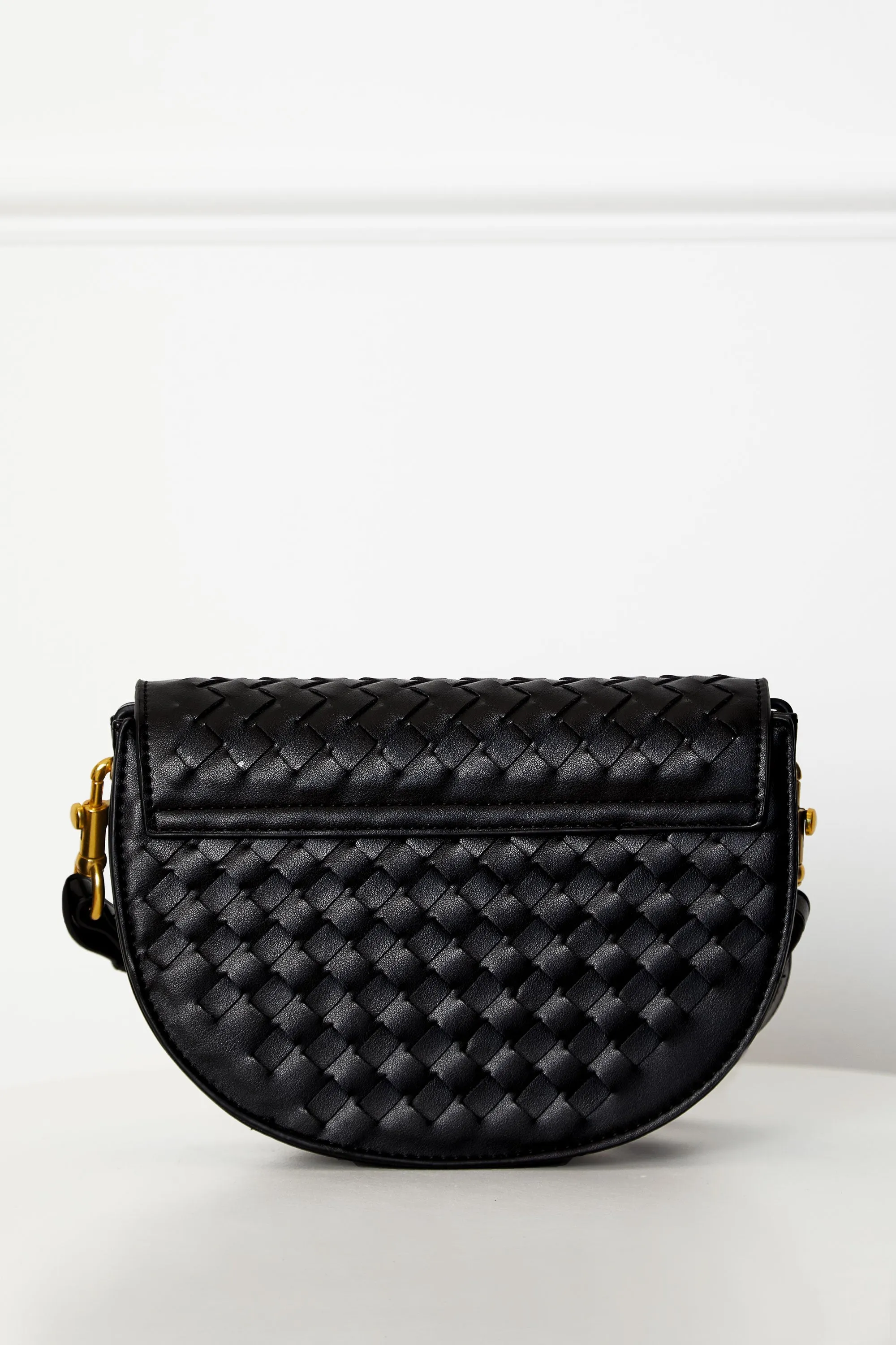 Heidi Black Woven Crossbody Bag