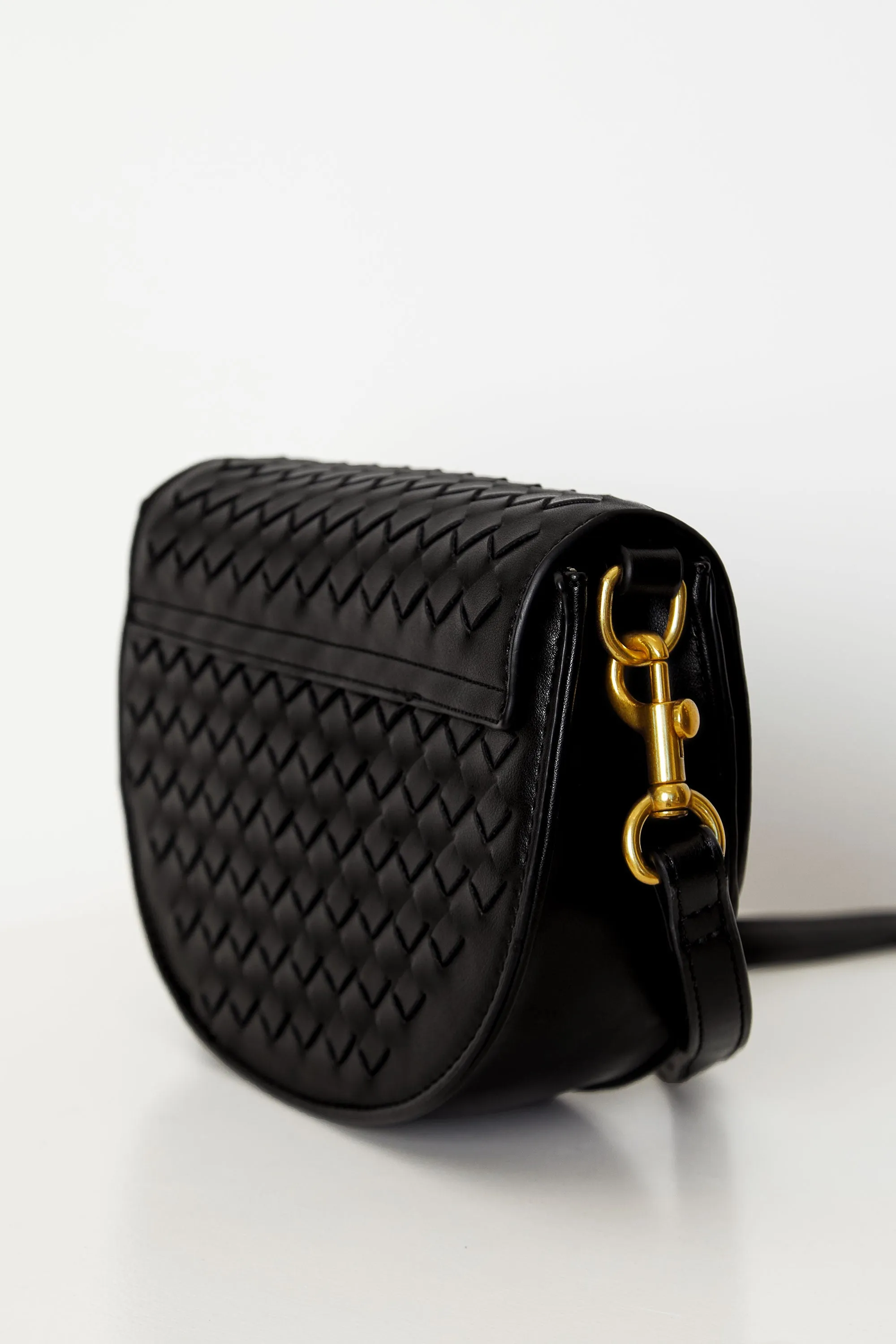 Heidi Black Woven Crossbody Bag