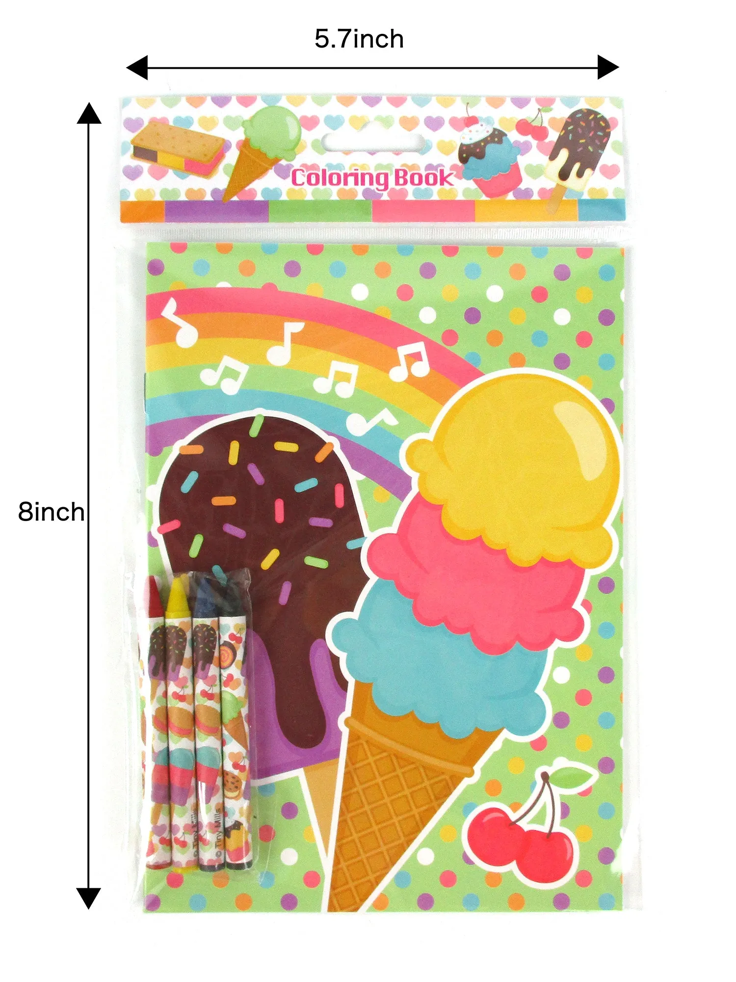 Ice Cream Coloring Books with Crayons Party Favors - Set of 6 or 12