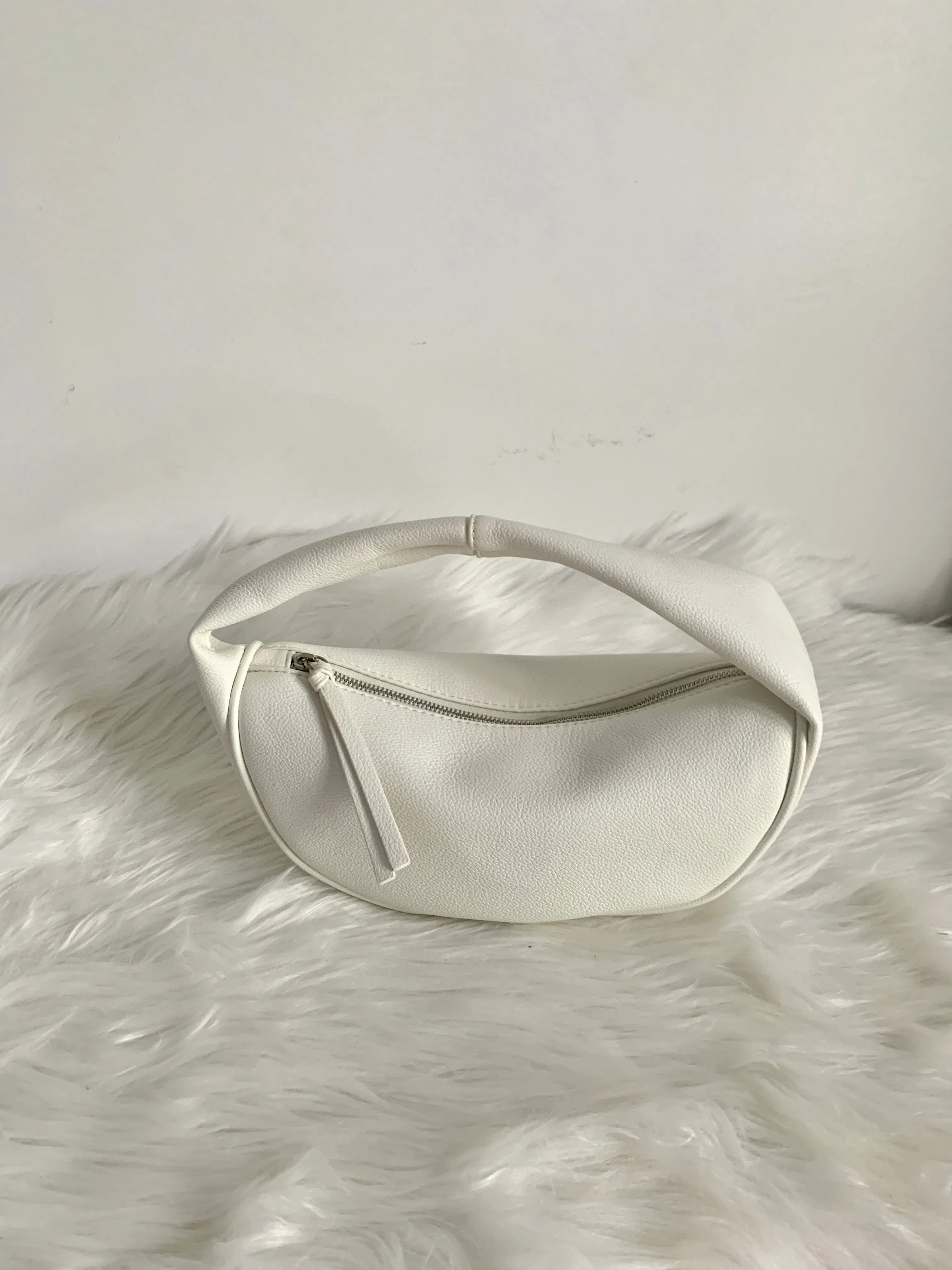 [Korean Style] Black White Minimalistic Soft Top Handle Mini Hobo Bag