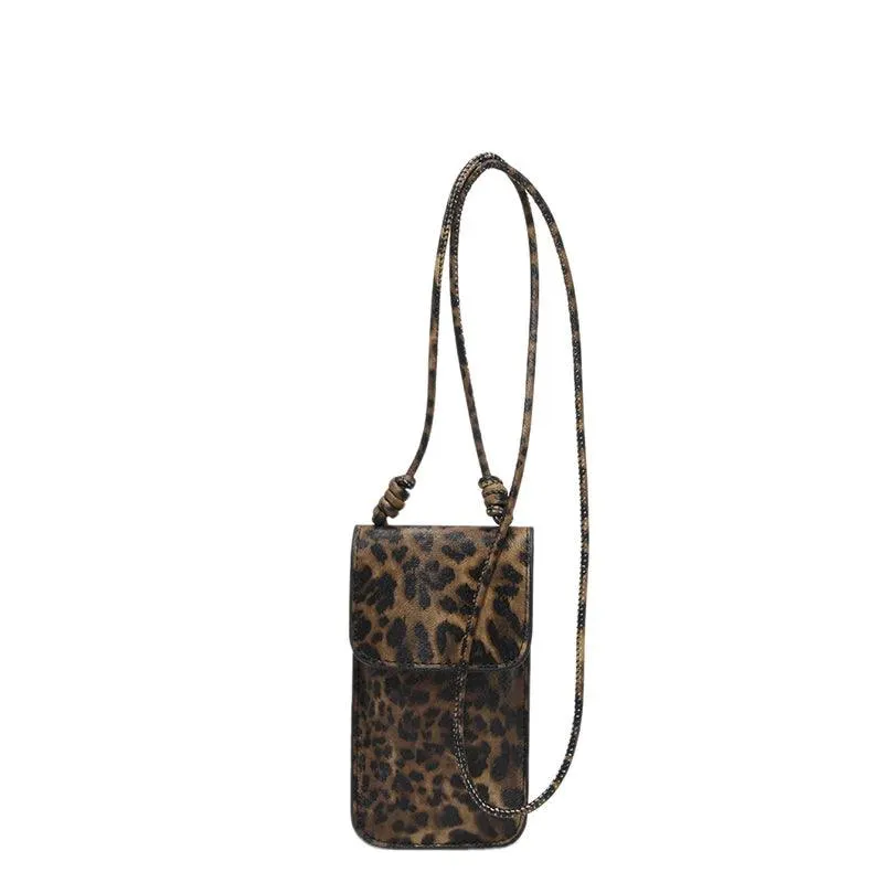 Mini Leopard Crossbody Bags Phone Purses Women Leather Flap Rectangle Purses