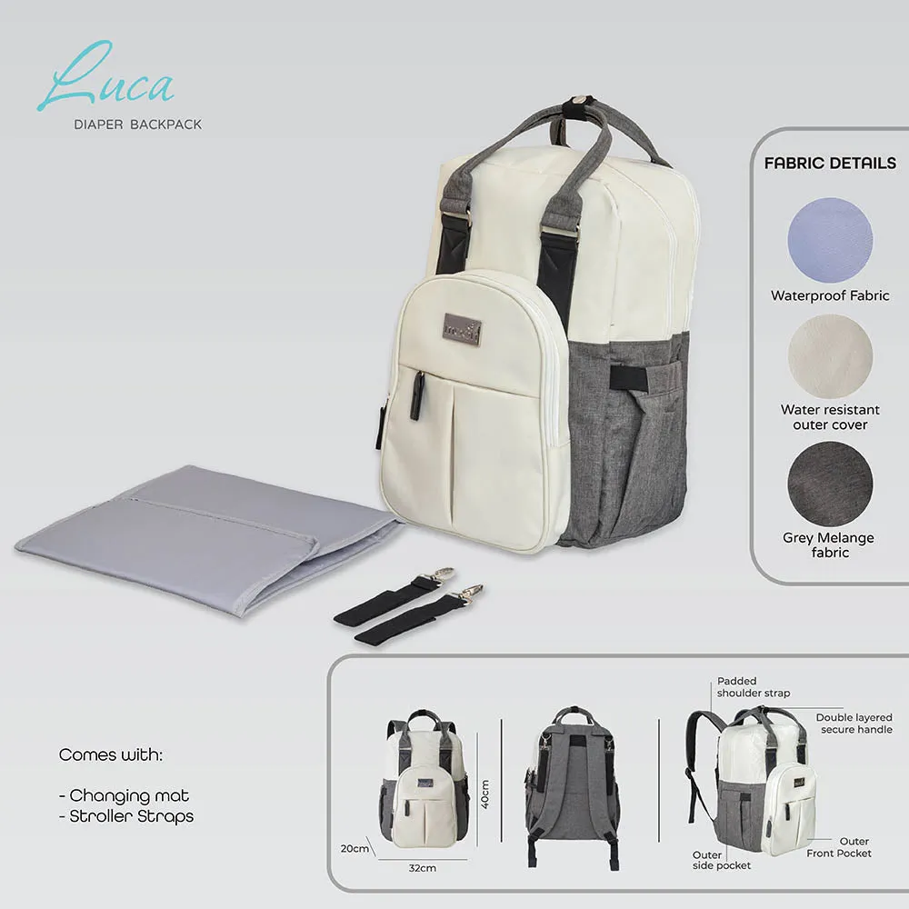 Moon Luca Diaper Backpack (Grey Melange)