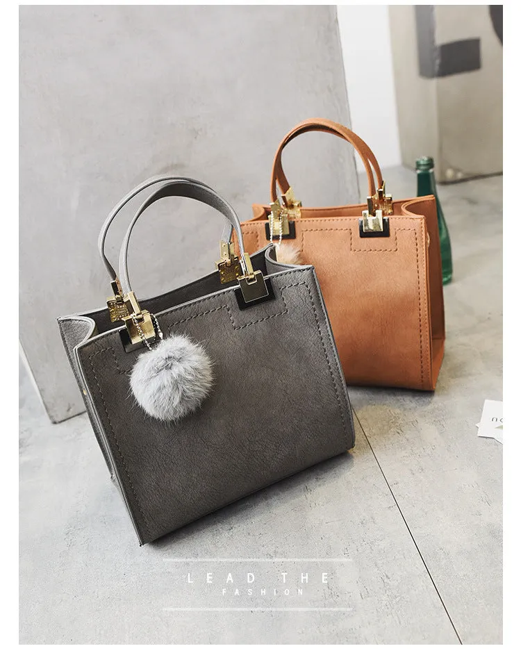 NEW HOT SALE handbag women casual tote female large shoulder messenger bags high quality Suede Leather handbag with fur ball tassle