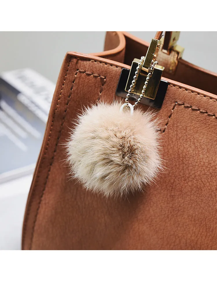 NEW HOT SALE handbag women casual tote female large shoulder messenger bags high quality Suede Leather handbag with fur ball tassle