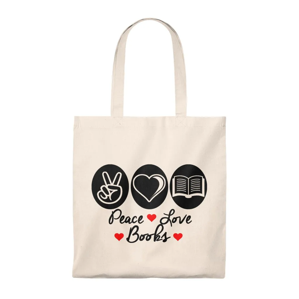 Peace Love Books Canvas Tote Bag - Vintage style