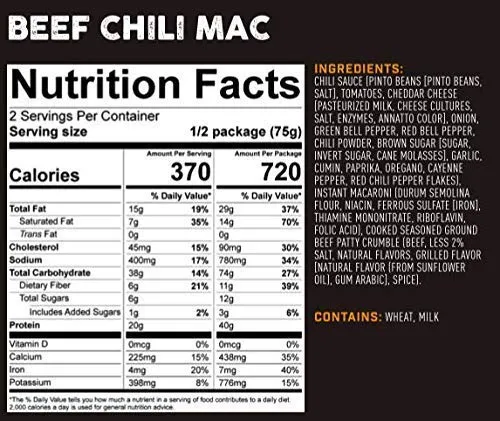 Peak Refuel Freeze-Dried Beef Chili Mac Pouch - 2 Servings