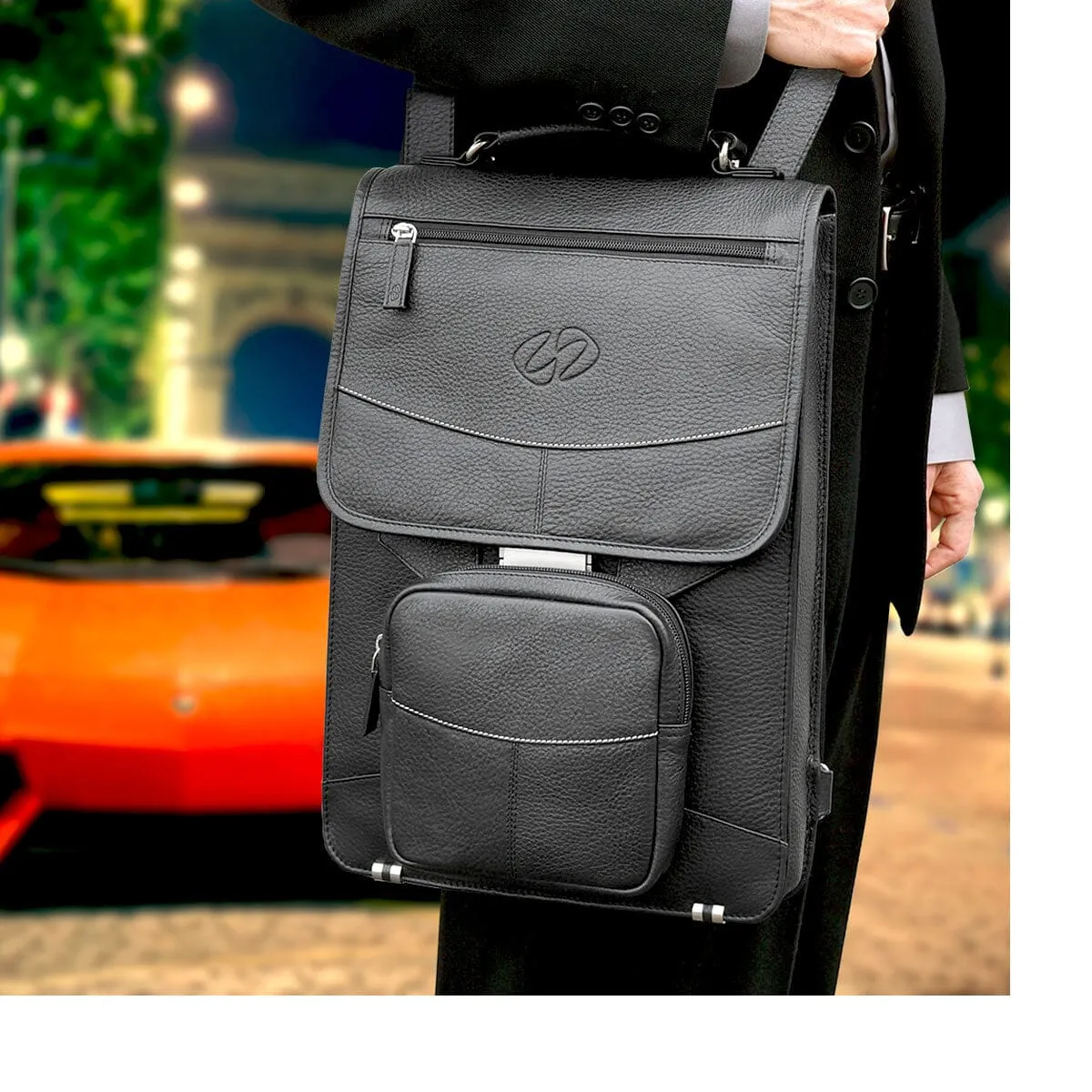 Premium Leather Briefcase Backpack