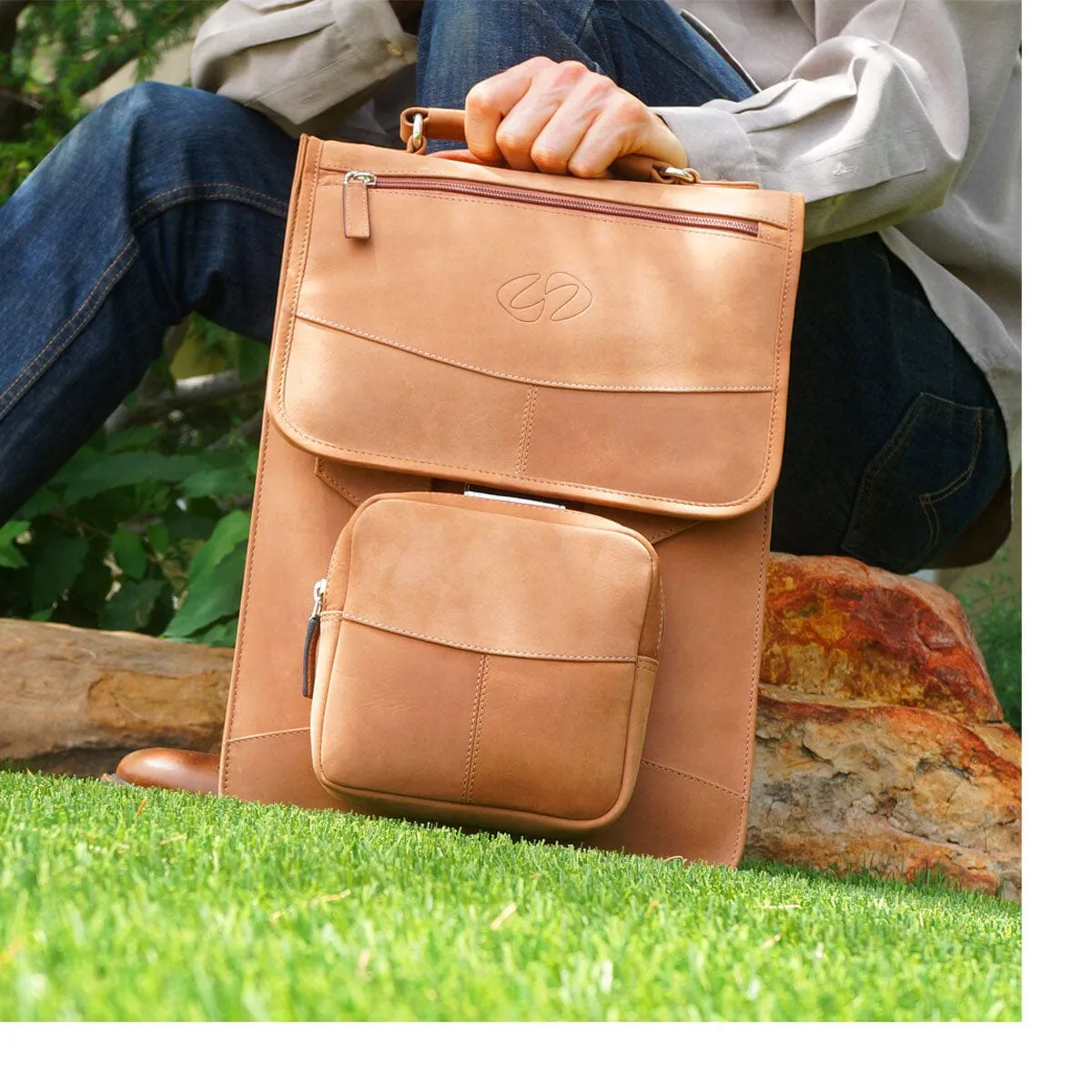 Premium Leather Briefcase Backpack