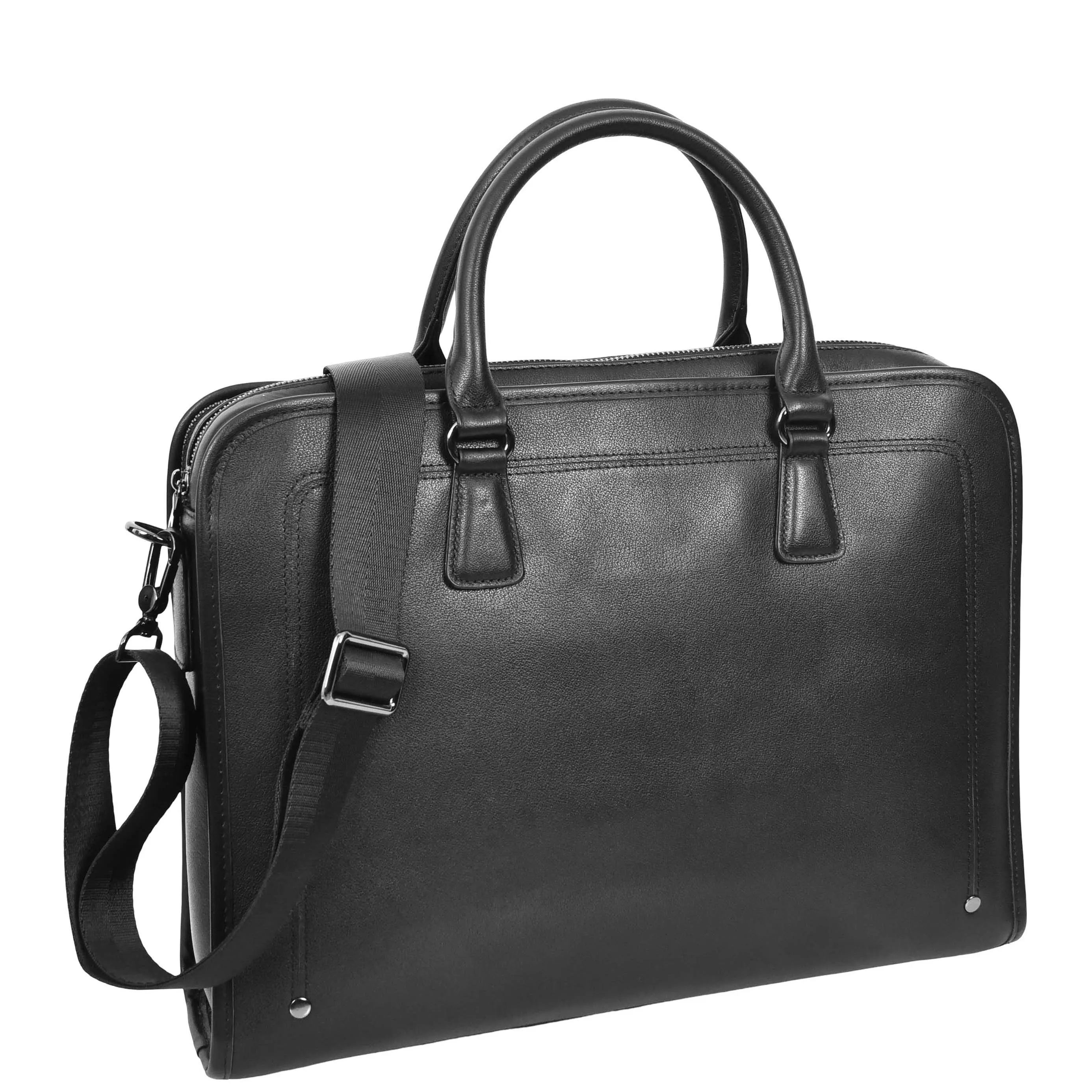 Real Leather Briefcase Multi Pockets Laptop Case Business Office Bag AG5A Black