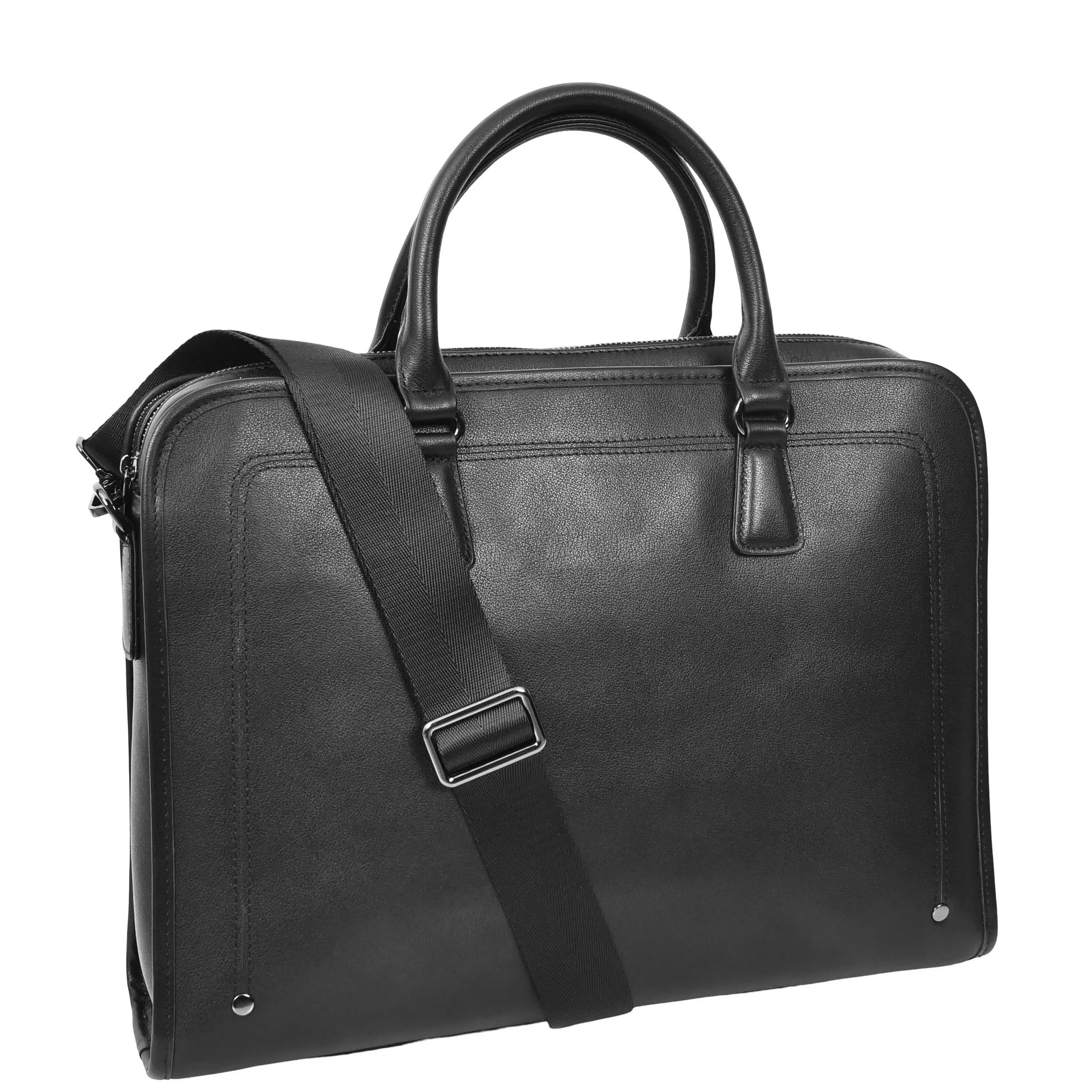 Real Leather Briefcase Multi Pockets Laptop Case Business Office Bag AG5A Black