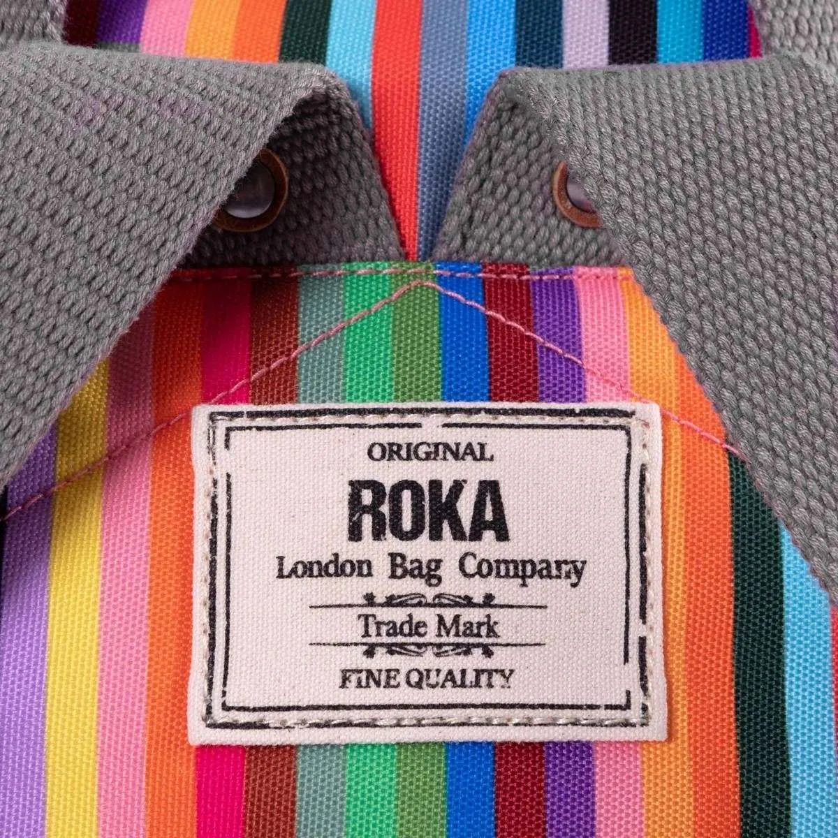 Roka Canfield B Medium Sustainable Canvas Striped Backpack - Multi-colour