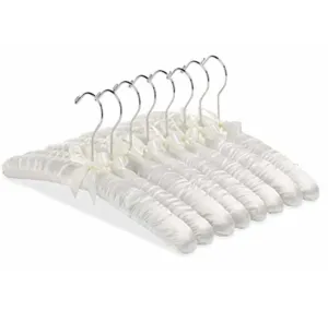 Satin Padded Hangers, White, Set of 8