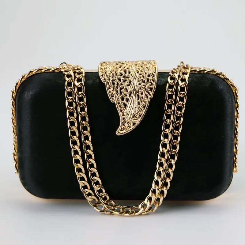 Shiny and Velvet Gold Decor Clutch Bags