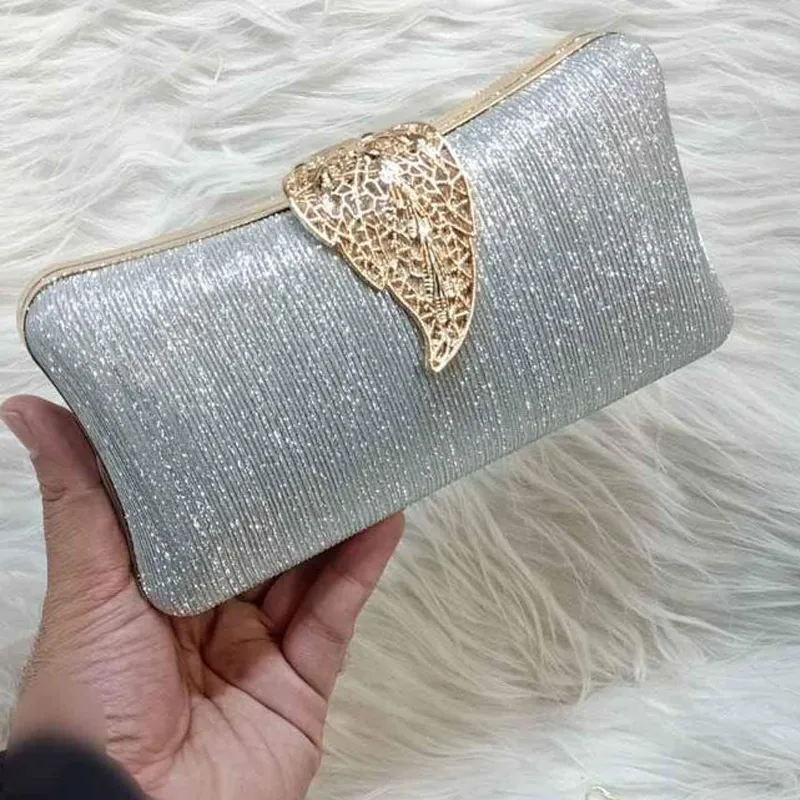 Shiny and Velvet Gold Decor Clutch Bags