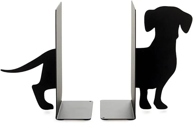 Techel Dog Black Metal Bookends