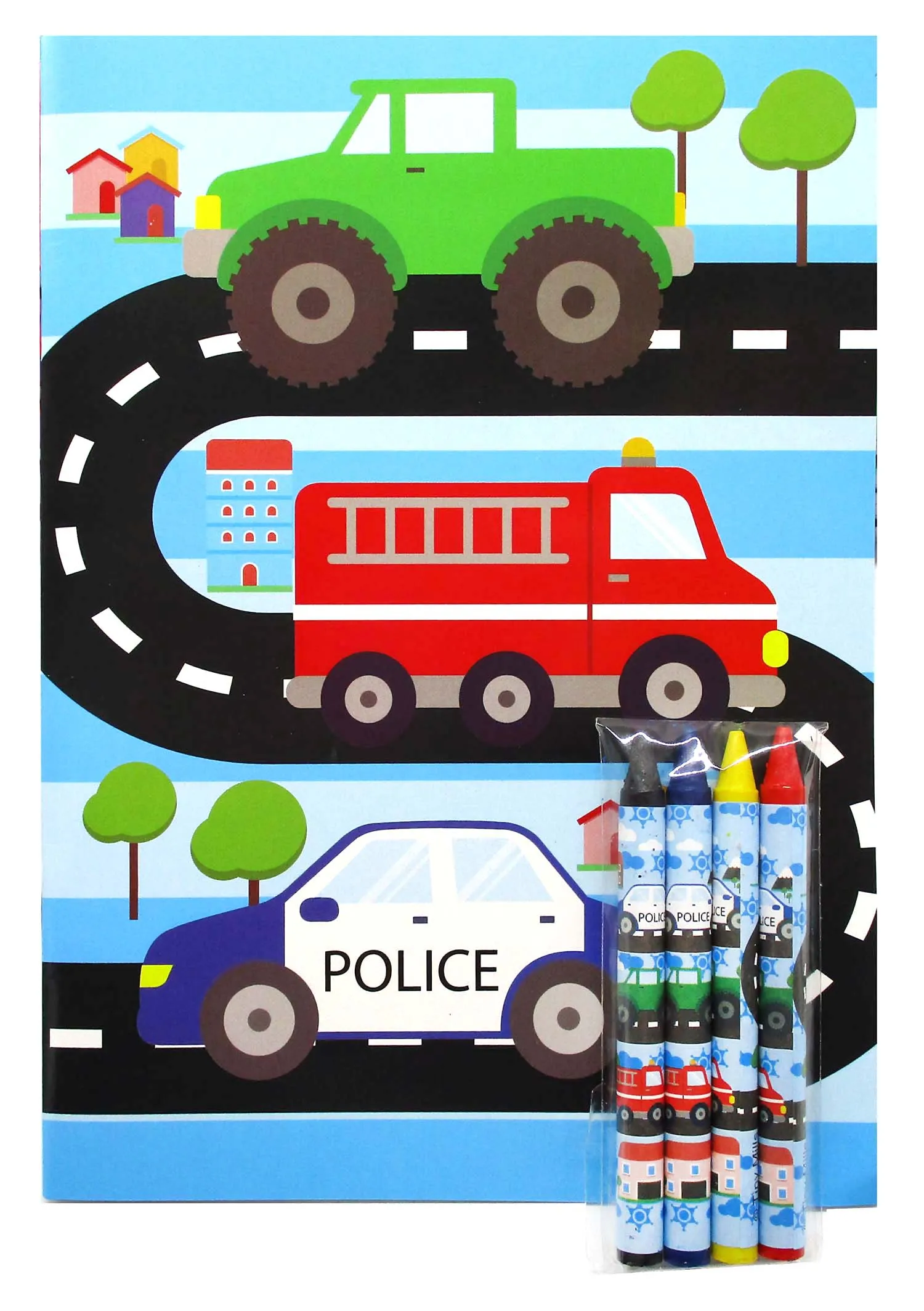 Transportation Vehicles Trains and Construction Coloring Books - Set of 6 or 12