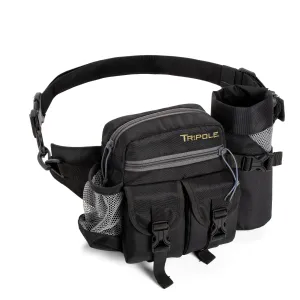 Tripole Waist Pack with Detachable Bottle Holder - Multi-Utility Waist and Sling Bag for Hiking, Cycling, and Backpacking | Black