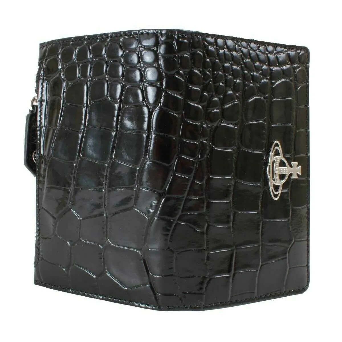 Vivienne Westwood Croc Slim Flap Card Holder - Black