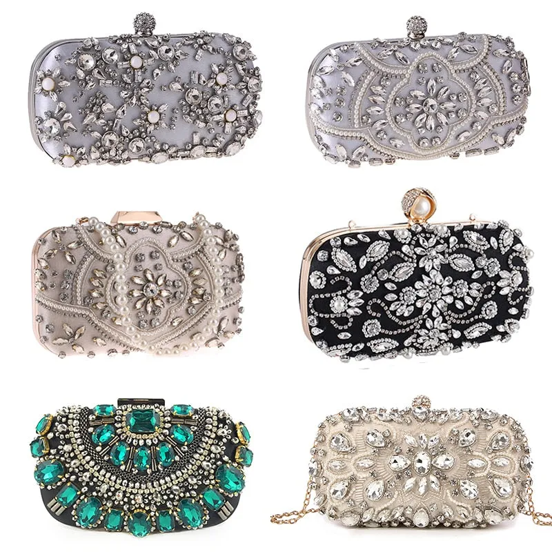 Women's Evening Clutch Bag Bridal Purse Luxury Wedding Clutch for Special Events Exquisite Crystal Ladies Party Handbags