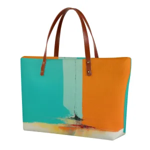 Women's Tote Bag | Diving Cloth122 aqua, an orange abstract print