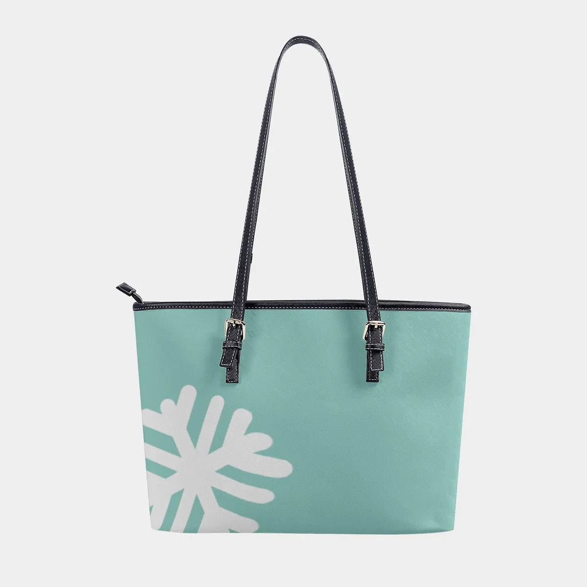 Women's Tote Bag | PU aqua  with a snowflake print 310