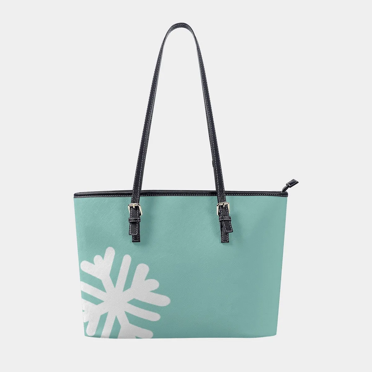 Women's Tote Bag | PU aqua  with a snowflake print 310