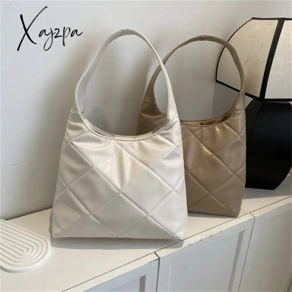 Xajzpa - Diamond Lattice Quilted Design Shoulder Side Bags for Women PU Leather Female Handbags and Purses 2023 Trendy Casual Tote Luxury