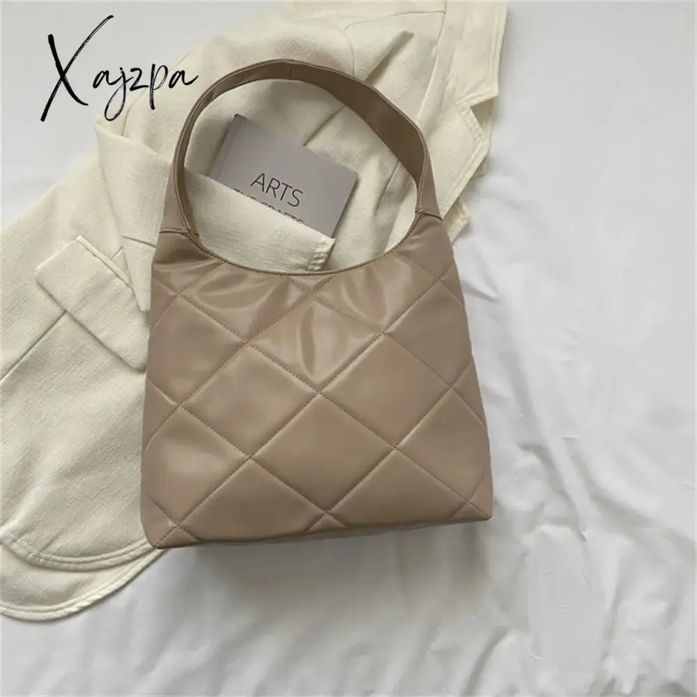 Xajzpa - Diamond Lattice Quilted Design Shoulder Side Bags for Women PU Leather Female Handbags and Purses 2023 Trendy Casual Tote Luxury