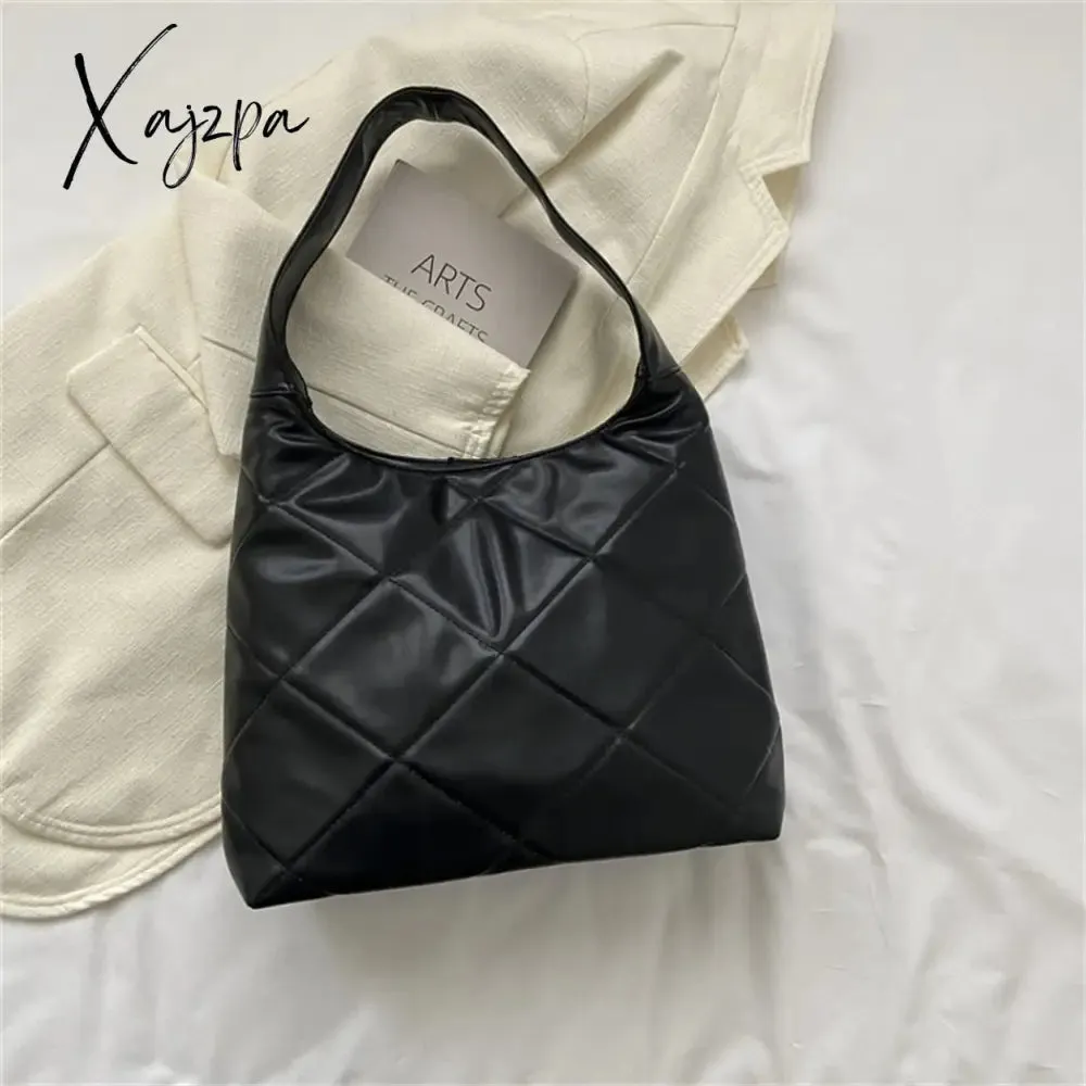 Xajzpa - Diamond Lattice Quilted Design Shoulder Side Bags for Women PU Leather Female Handbags and Purses 2023 Trendy Casual Tote Luxury